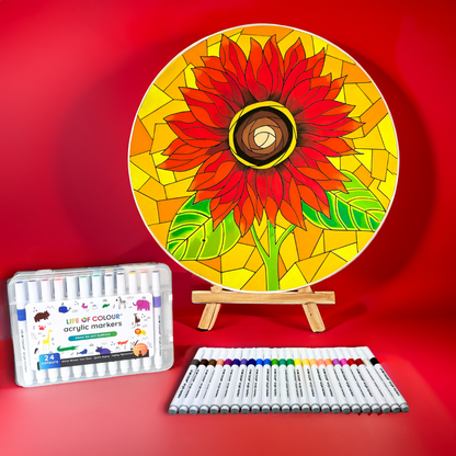 Life of Colour Mosaic Painting Kit - Sunflower with Acrylic markers