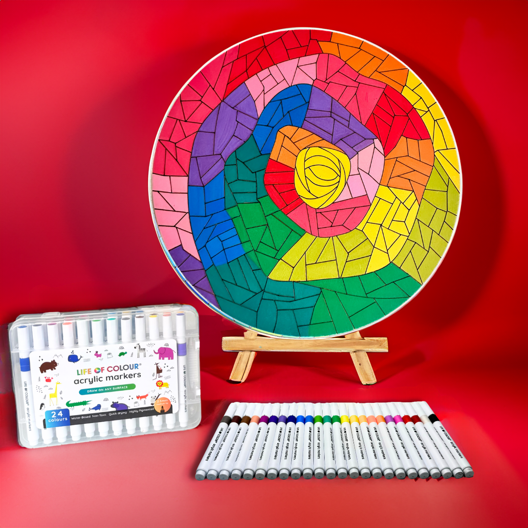 Life of Colour Mosaic Painting Kit - Rose with Acrylic markers