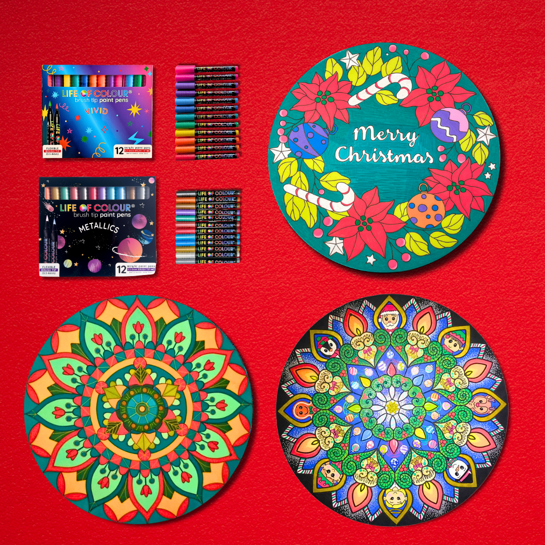 Christmas Wreath and Mandala Painting Kit - Bundle of 3