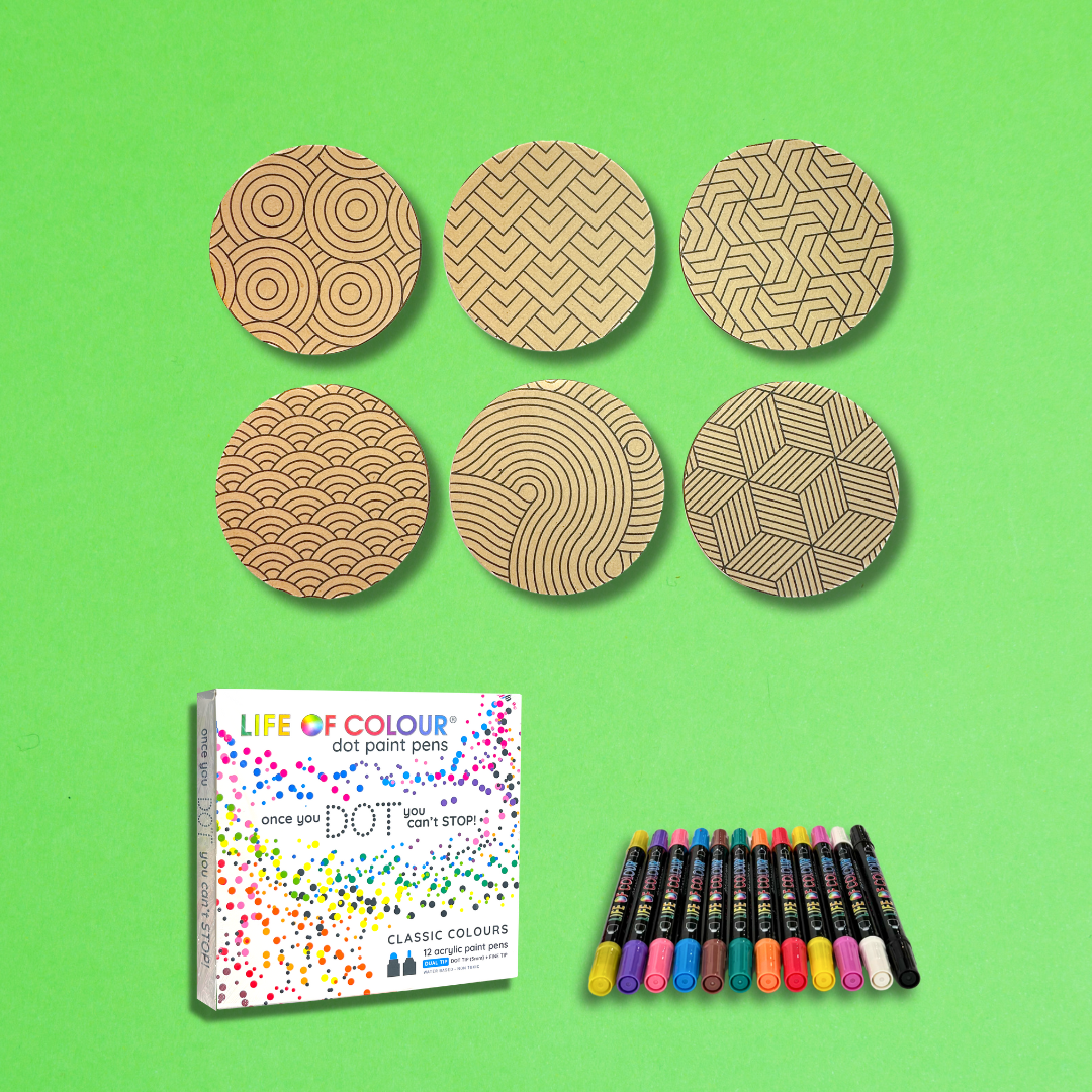 Life of Colour Zendoodle Coaster Kit - Set of 6