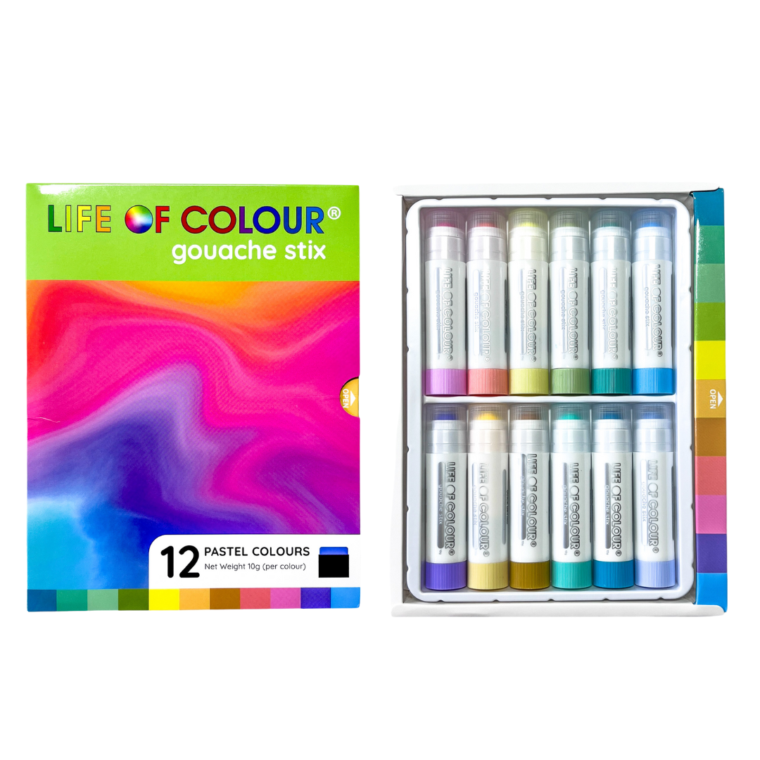 Gouache Paint Stix - Set of 12 Pastel Colours