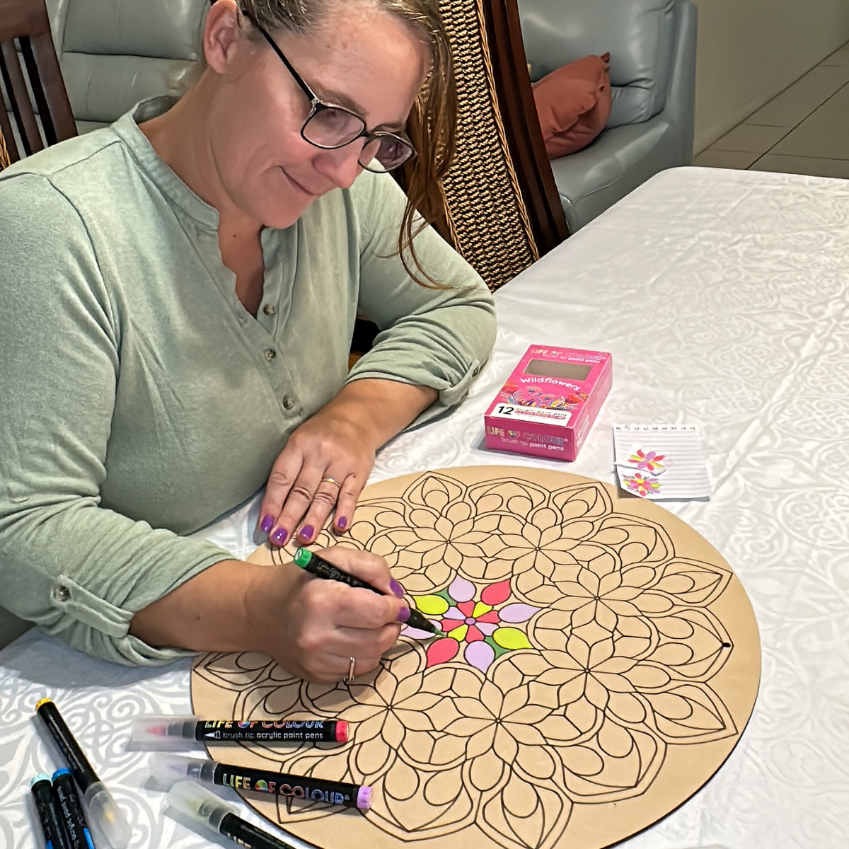 Small Mandala WEALTH Painting Kit, Wooden Mandala Paint Kits for