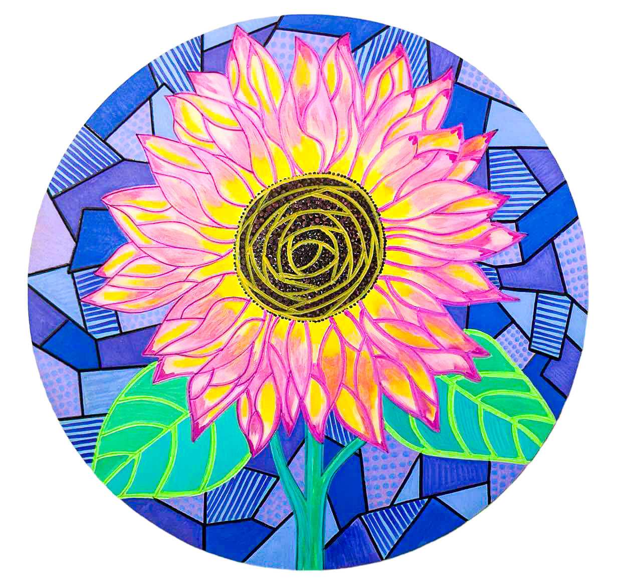 Life of Colour Mosaic Painting Kit - Sunflower with Acrylic markers