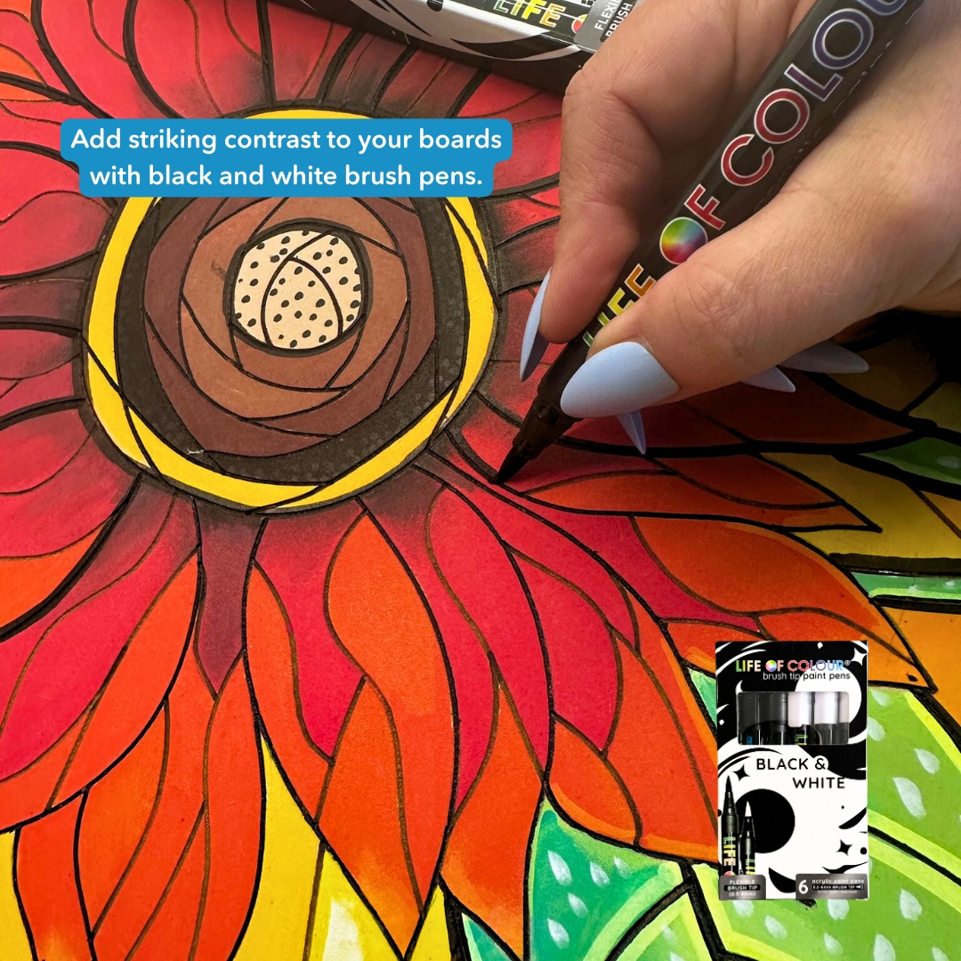 Life of Colour Mosaic Painting Kit - Flower Bundle with Acrylic markers