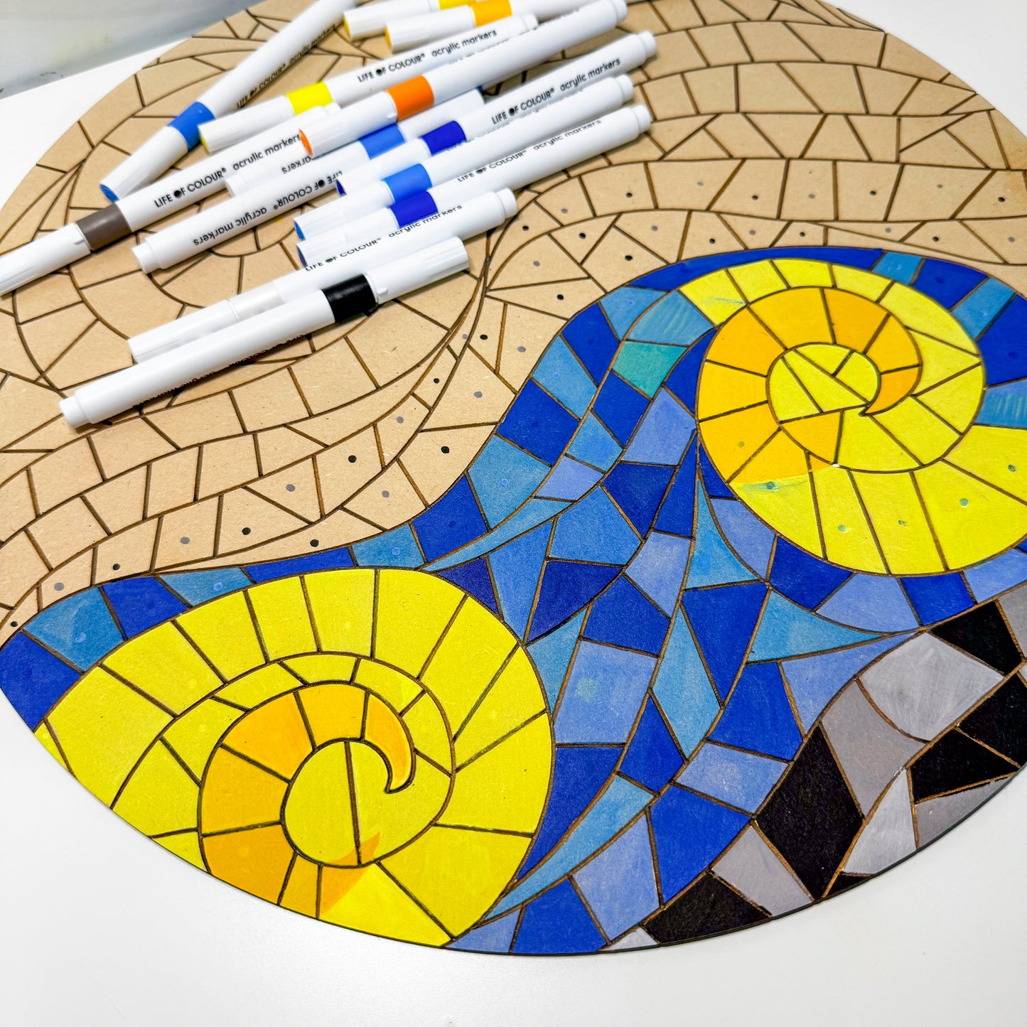 Life of Colour Mosaic Painting Kit - The Wave with Acrylic markers