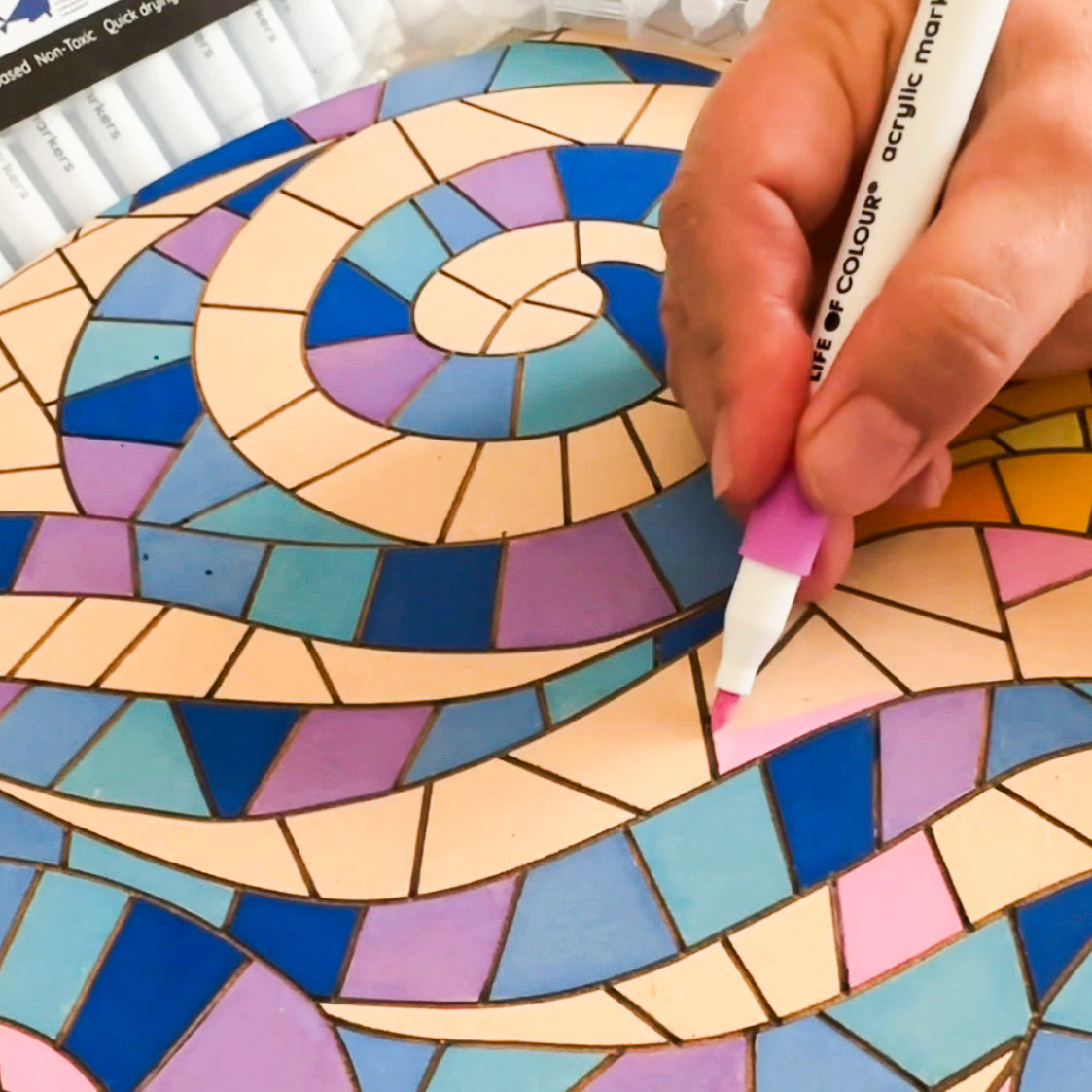 Life of Colour Mosaic Painting Kit - The Wave with Acrylic markers