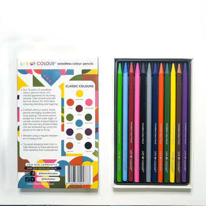 Woodless Colour Pencils - Classic Colour - Set of 12