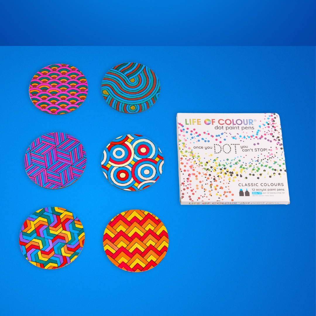 Life of Colour Zendoodle Coaster Kit - Set of 6