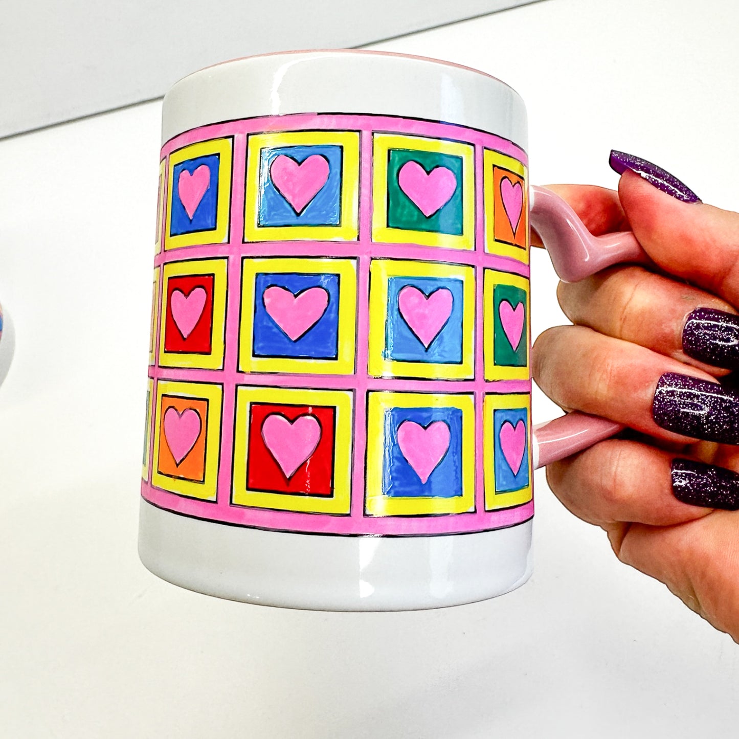 "Cup of Love" DIY Mug Painting Kit - Square Hearts Design