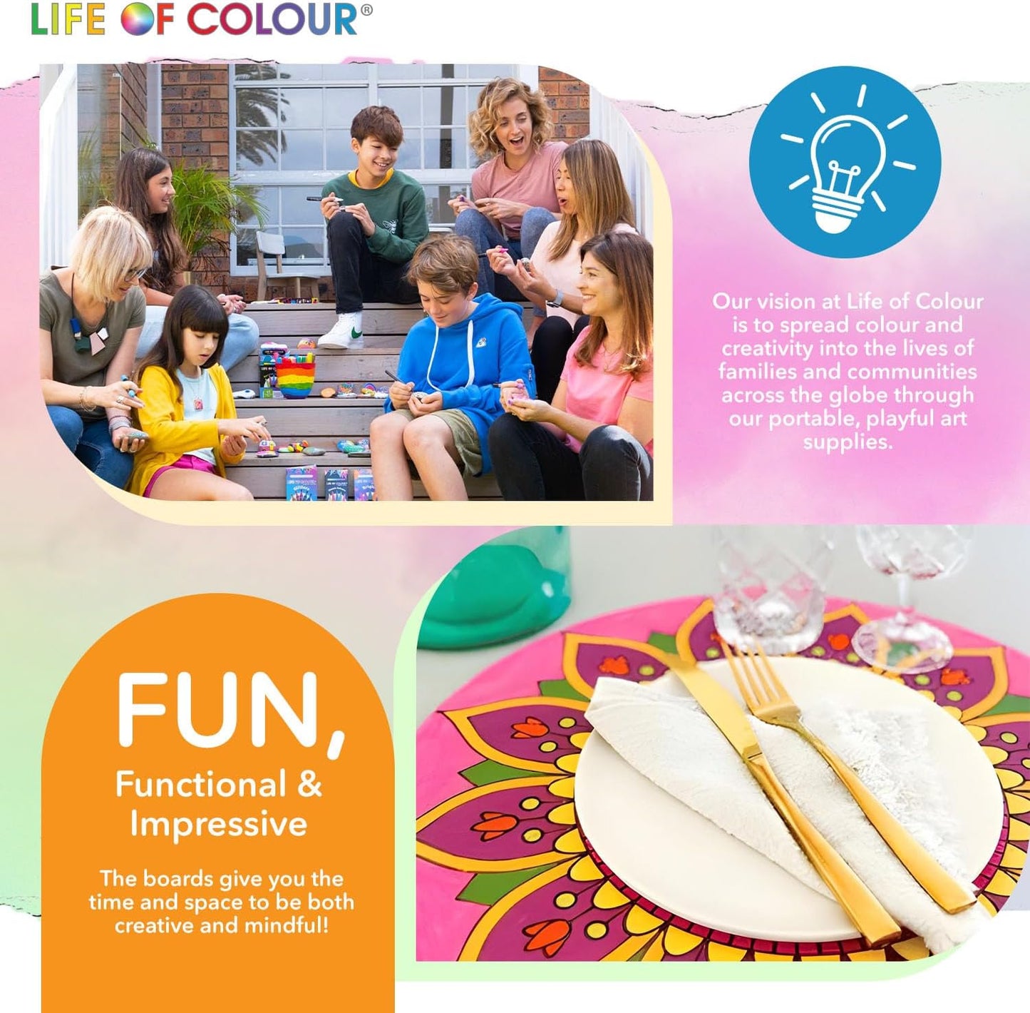 Life of Colour Mandala Painting Kit - Bundle of 3 (Part 2-Florals)