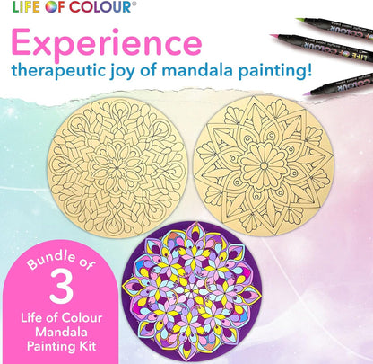 Life of Colour Mandala Painting Kit - Bundle of 3 (Part 1-Florals)