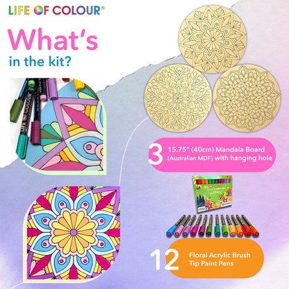 Life of Colour Mandala Painting Kit - Bundle of 3 (Part 1-Florals)