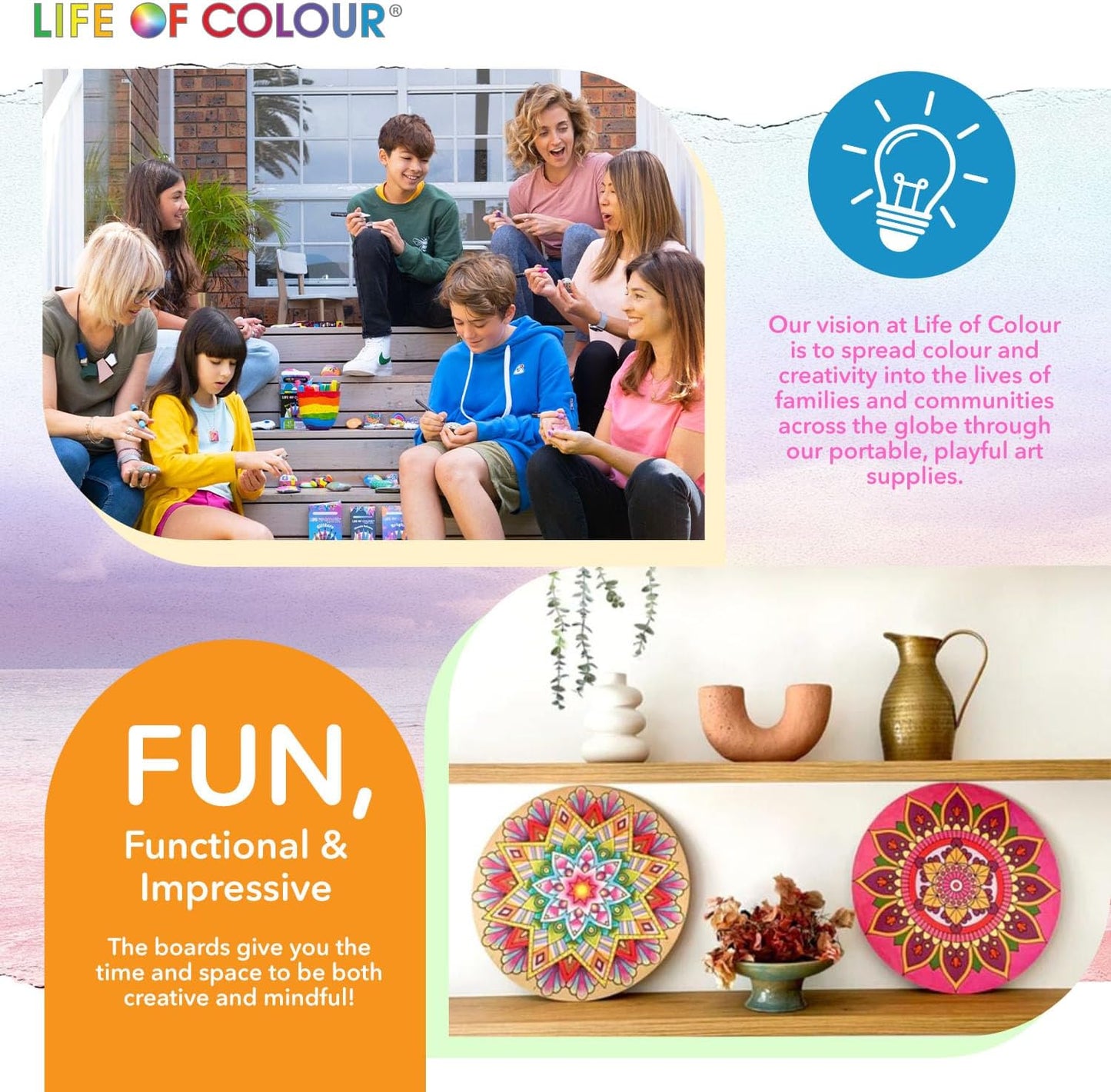 Life of Colour Mandala Painting Kit - The Beach (Florals)