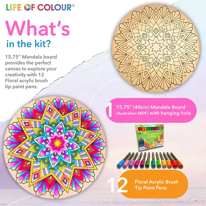 Life of Colour Mandala Painting Kit - The Beach (Florals)