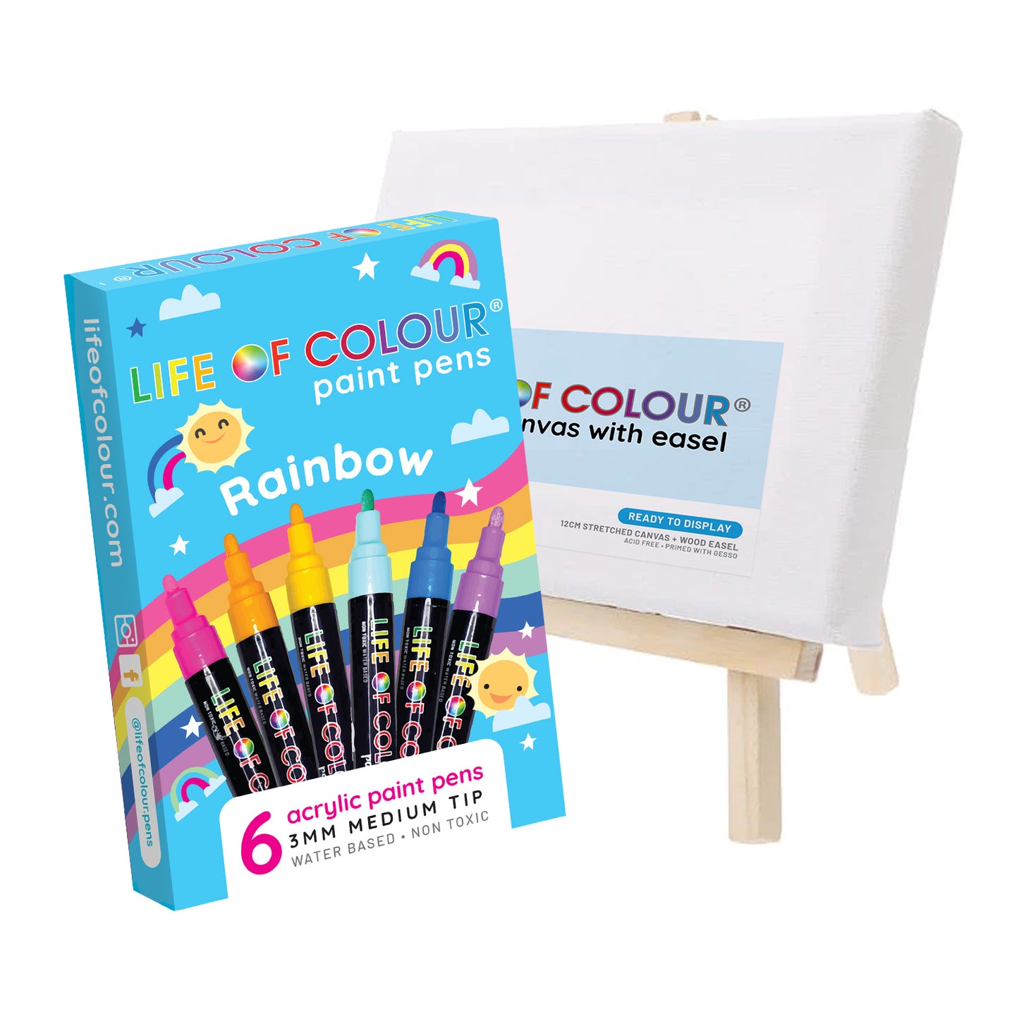 Any Six Pack Paint Pens + Mini Canvas Bundle