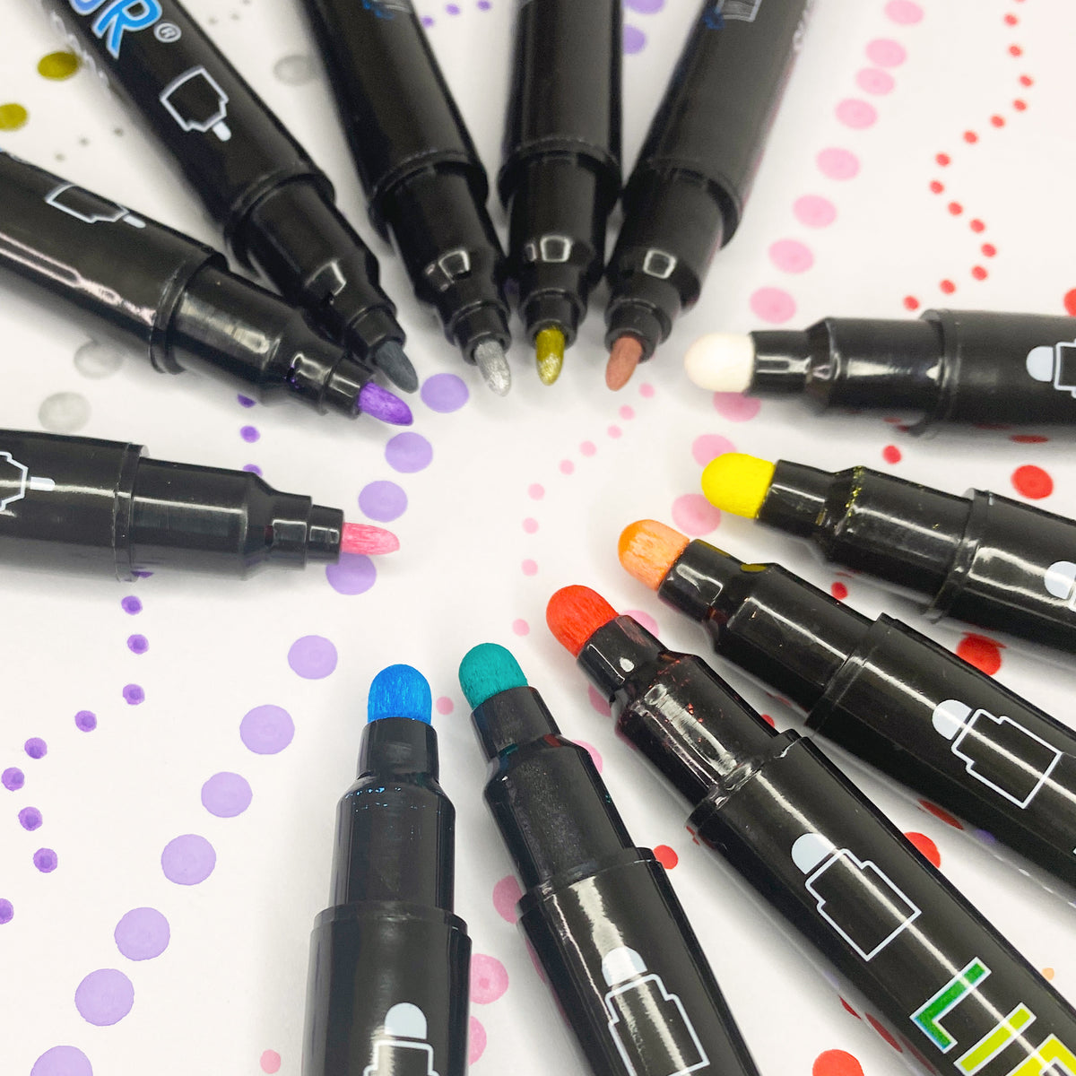 Premium Metallic Marker Pens 12 Pack Round Tip/brush Tip for