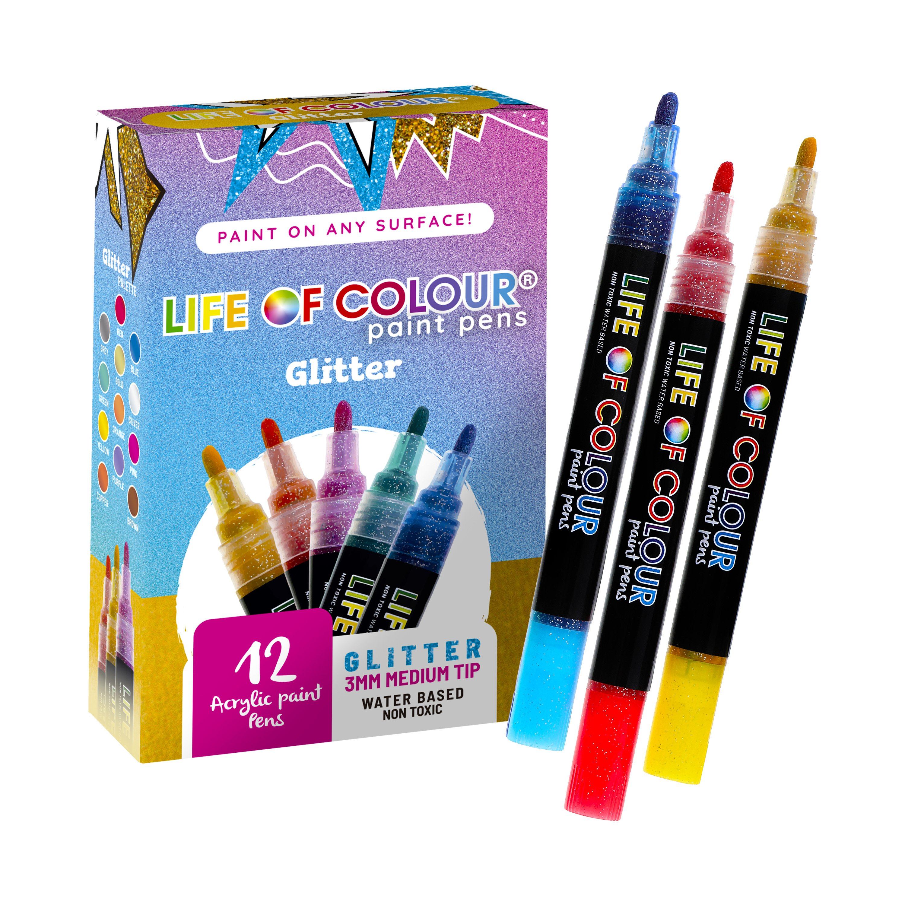 ParKoo Acrylic Paint Pens Painting Markers - 12 Premium Colors | 2mm Medium  Tip | Gold & Silver Included | Non-Toxic & Fast Drying | Perfect for