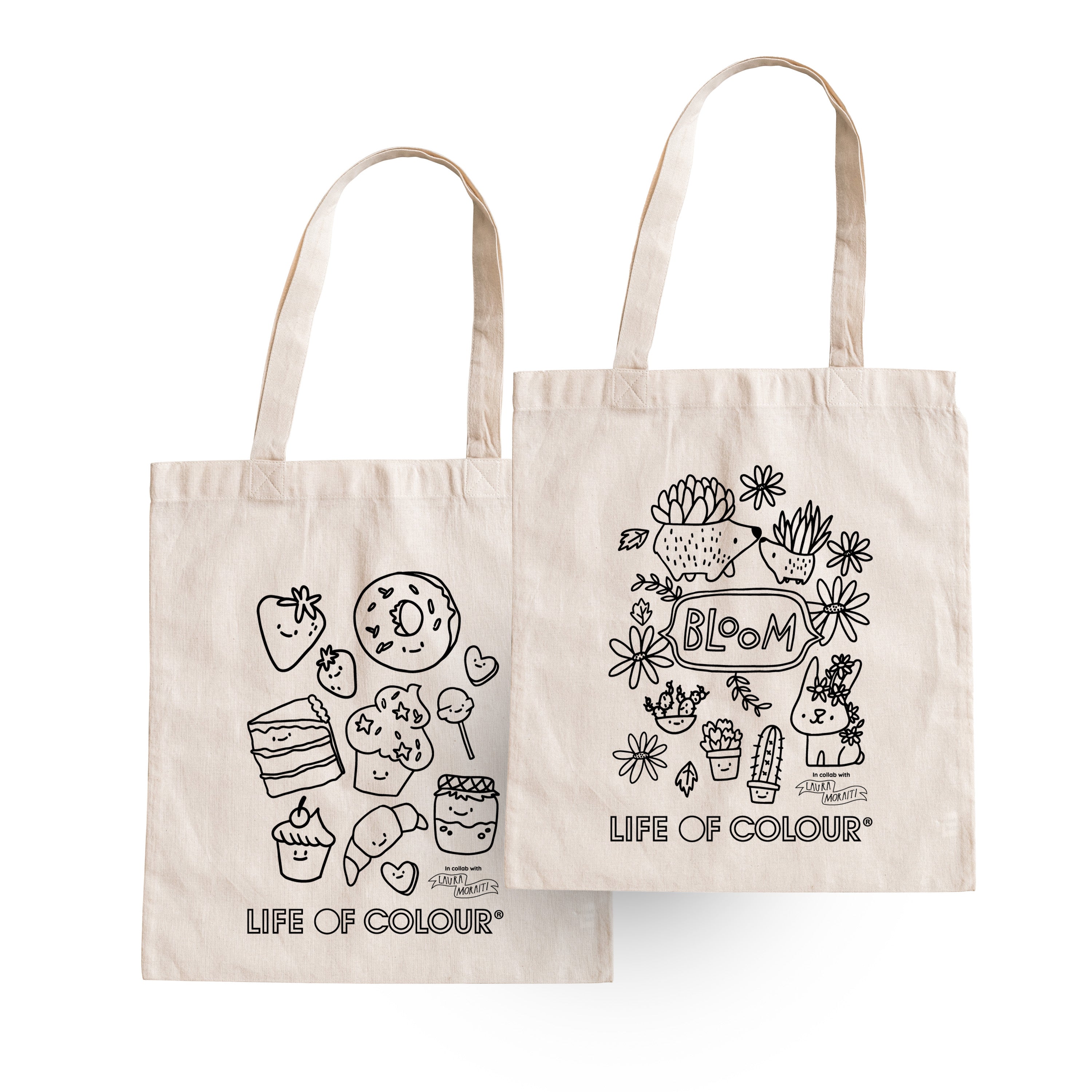 Colour In Lineart Canvas Tote Bags Life of Colour