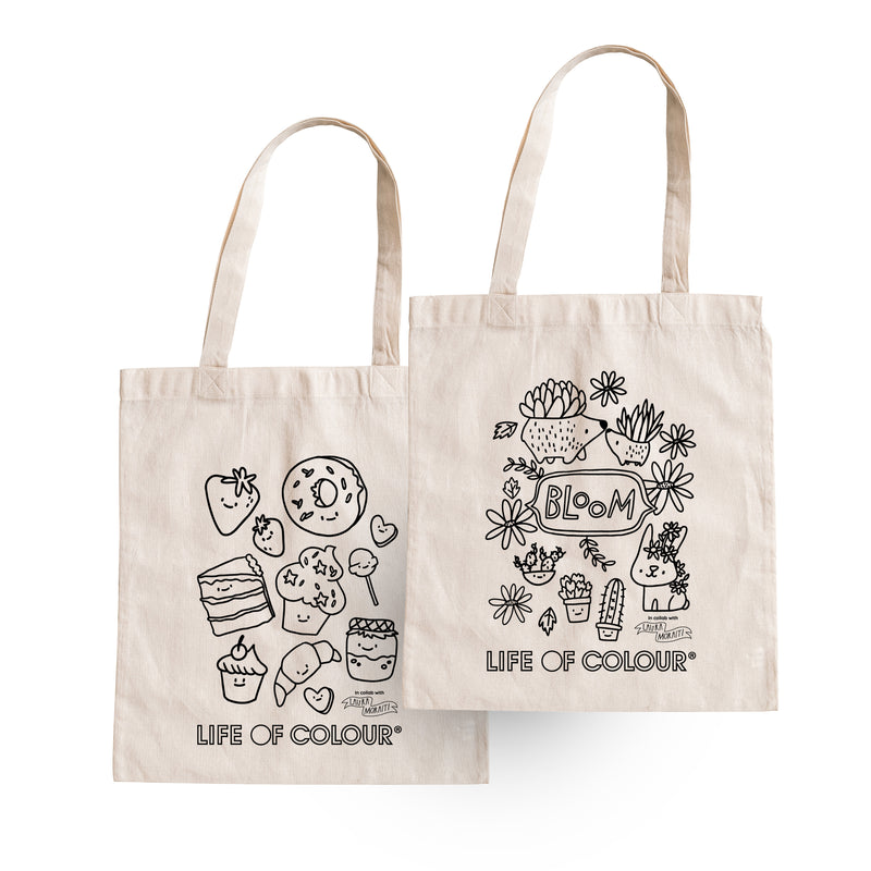 Colour-in Lineart Canvas Tote Bags - Life Of Colour