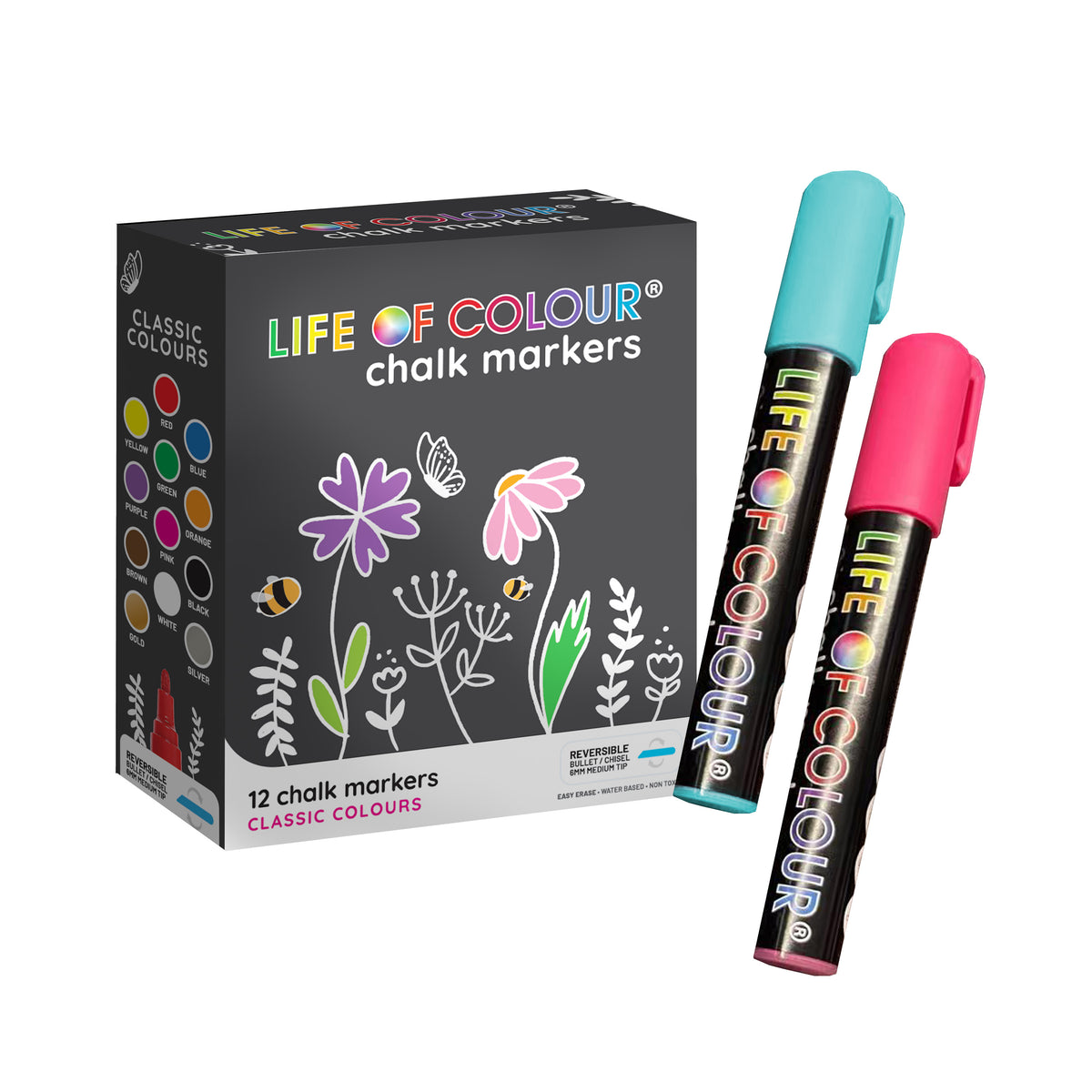 1 set Magnetic Liquid Chalk Markers Wet Erase Markers, 8 Pack, 8