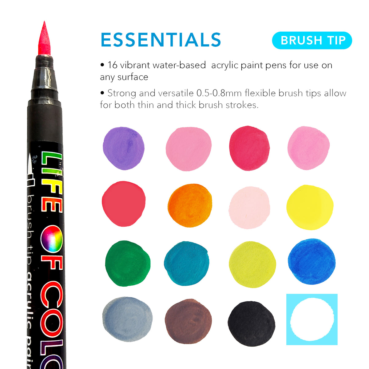POSCA Pcf-350 Standard Colours Brush Tip 10 Pen Collection for sale online